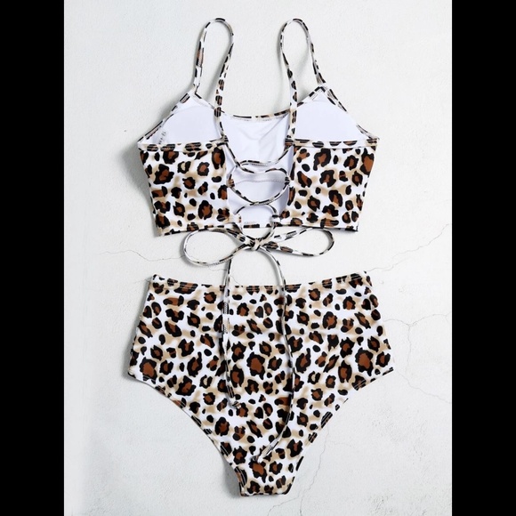 Women’s Leopard Ruched High Waisted Bikini Set - Picture 2 of 9